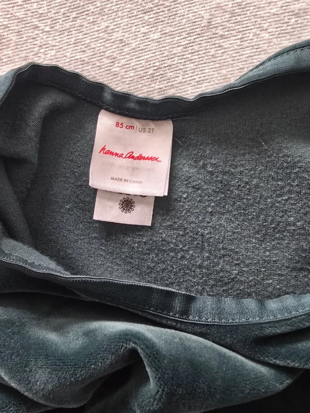 2T Hanna Andersson Green Velour Skater Dress